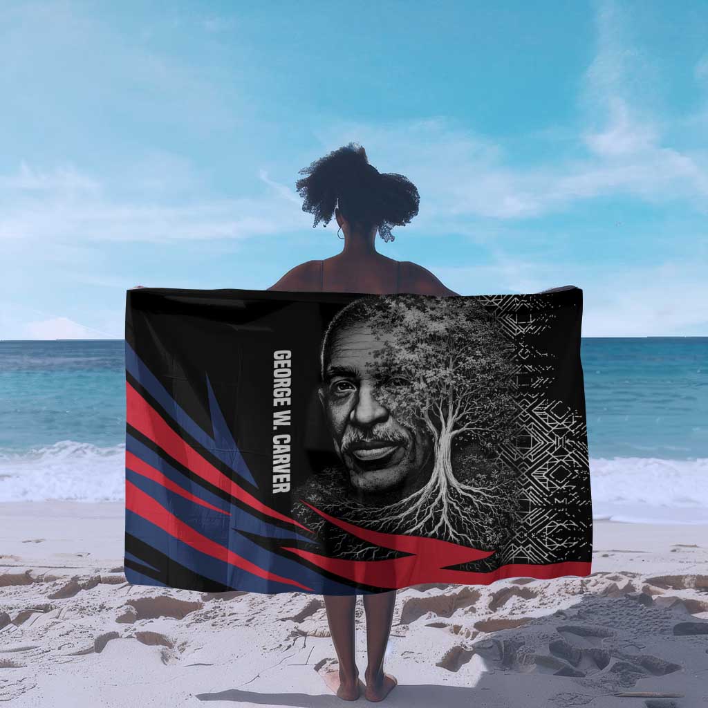 George Washington Carver Sarong with Tree Portrait Illustration, Nature Is the Greatest Teacher Quote - African Pride