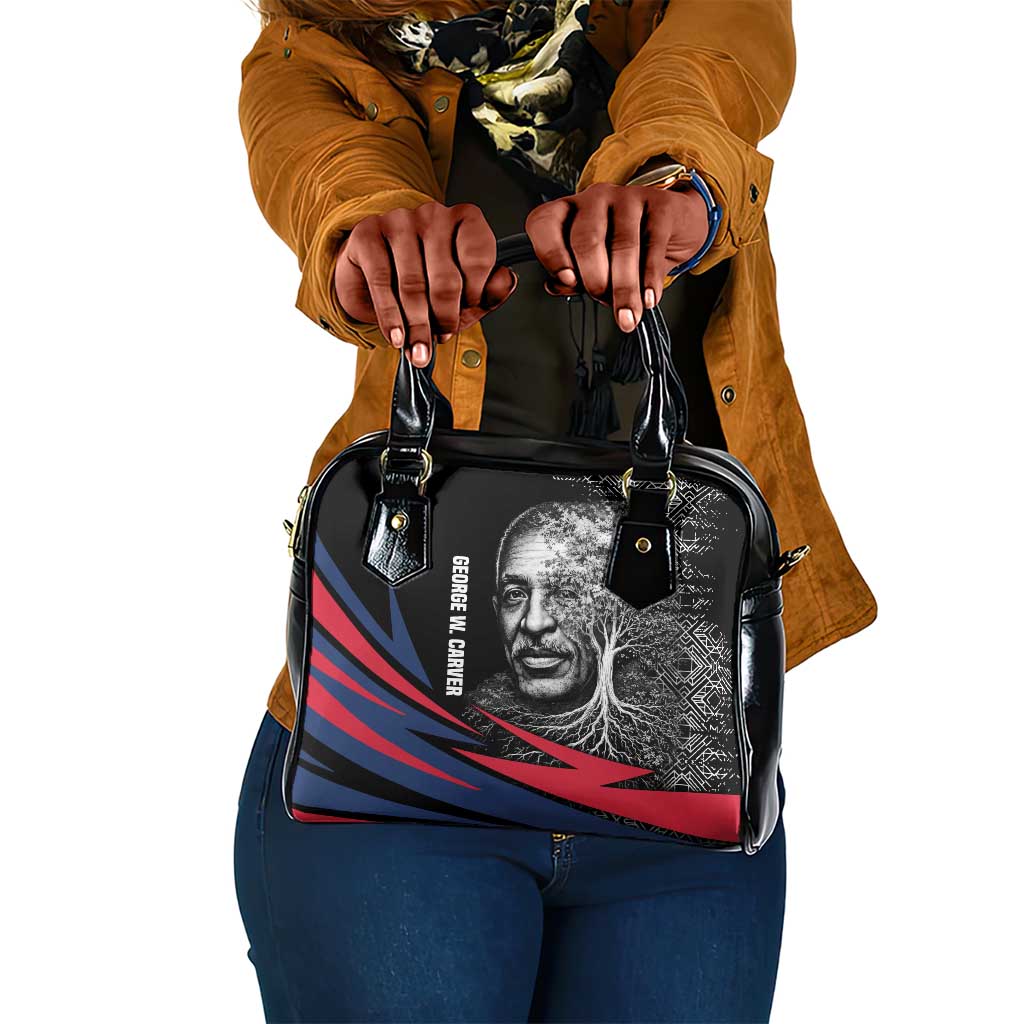 George Washington Carver Shoulder Handbag with Tree Portrait Illustration, Nature Is the Greatest Teacher Quote - African Pride