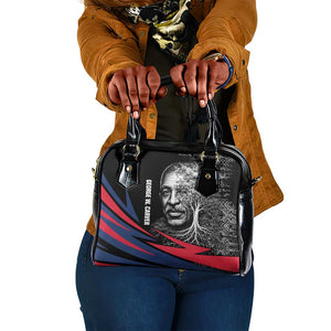 George Washington Carver Shoulder Handbag with Tree Portrait Illustration, Nature Is the Greatest Teacher Quote - African Pride