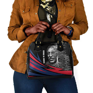 George Washington Carver Shoulder Handbag with Tree Portrait Illustration, Nature Is the Greatest Teacher Quote - African Pride