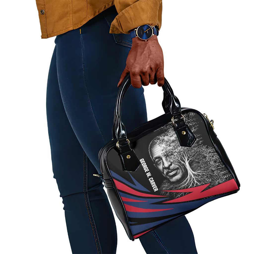 George Washington Carver Shoulder Handbag with Tree Portrait Illustration, Nature Is the Greatest Teacher Quote - African Pride