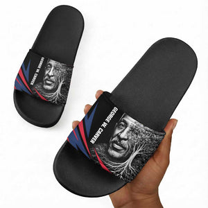 George Washington Carver Slide Sandals with Tree Portrait Illustration, Nature Is the Greatest Teacher Quote - African Pride