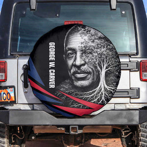 George Washington Carver Spare Tire Cover with Tree Portrait Illustration, Nature Is the Greatest Teacher Quote - African Pride