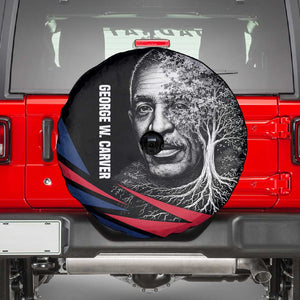 George Washington Carver Spare Tire Cover with Tree Portrait Illustration, Nature Is the Greatest Teacher Quote - African Pride