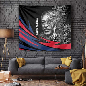 George Washington Carver Tapestry with Tree Portrait Illustration, Nature Is the Greatest Teacher Quote - African Pride