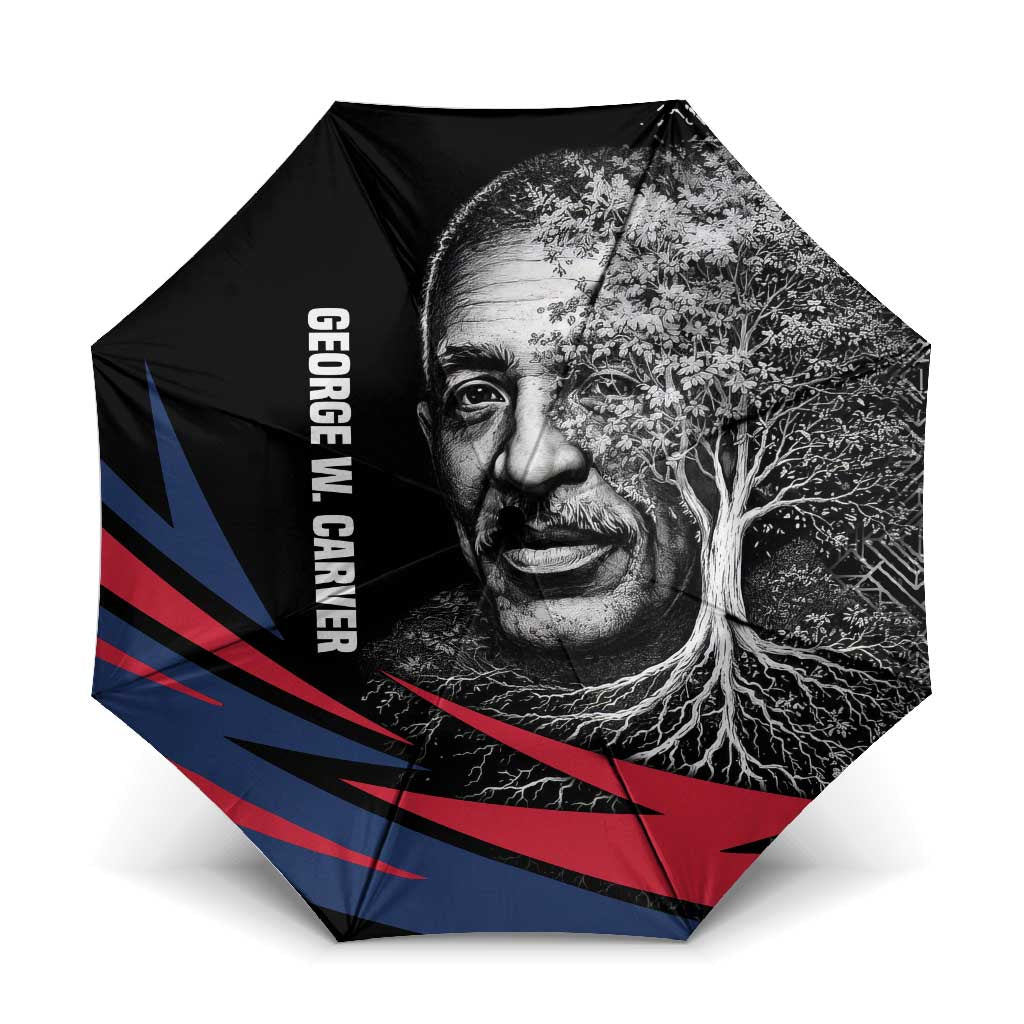George Washington Carver Umbrella with Tree Portrait Illustration, Nature Is the Greatest Teacher Quote - African Pride