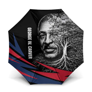 George Washington Carver Umbrella with Tree Portrait Illustration, Nature Is the Greatest Teacher Quote - African Pride