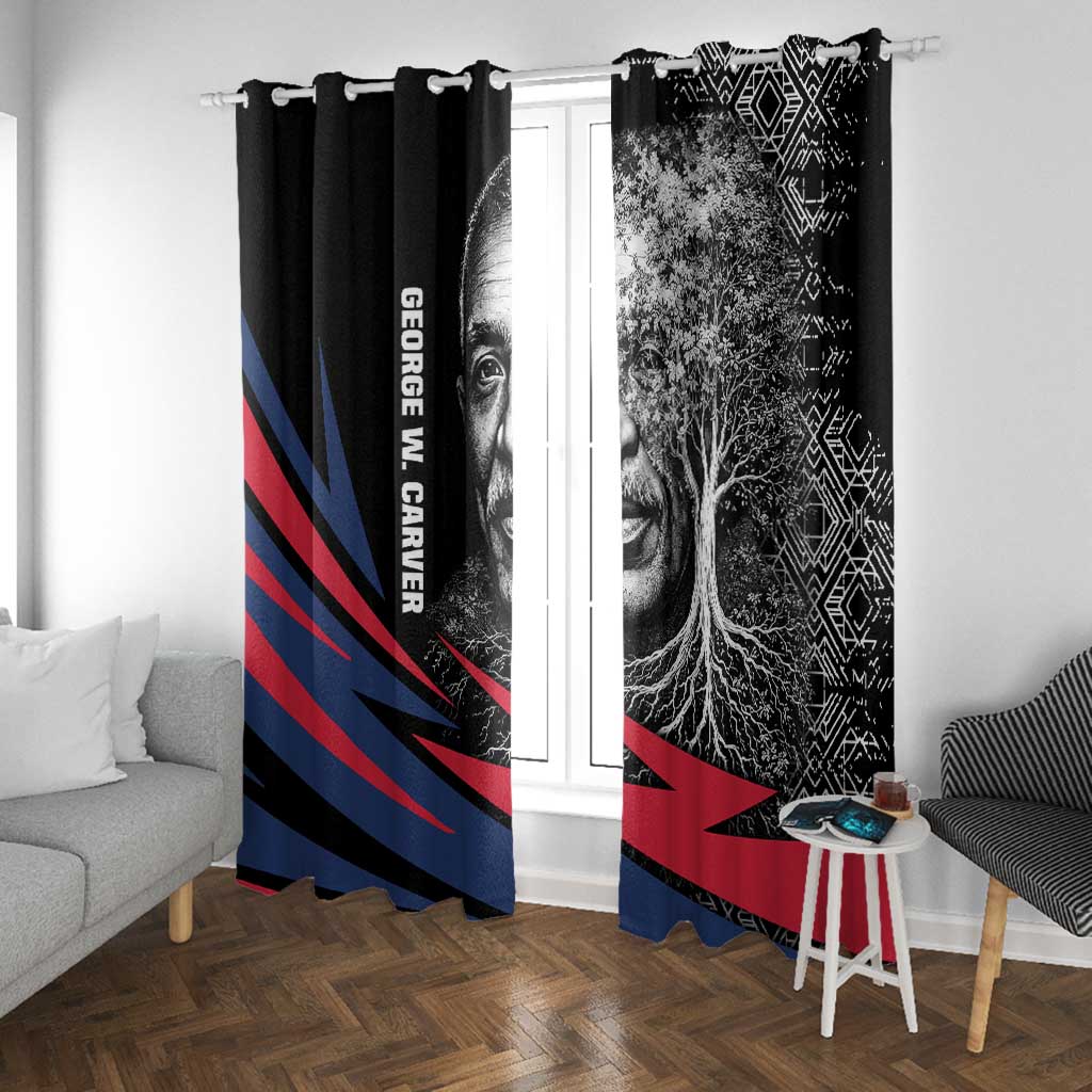George Washington Carver Window Curtain with Tree Portrait Illustration, Nature Is the Greatest Teacher Quote - African Pride