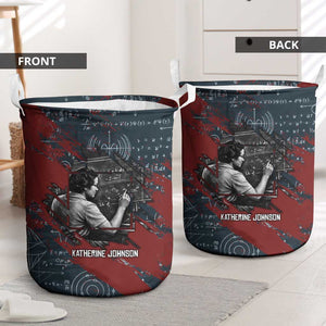 Katherine Johnson Laundry Basket with Chalkboard Math Scene, Verify the Numbers Quote and Space Orbit - African Pride