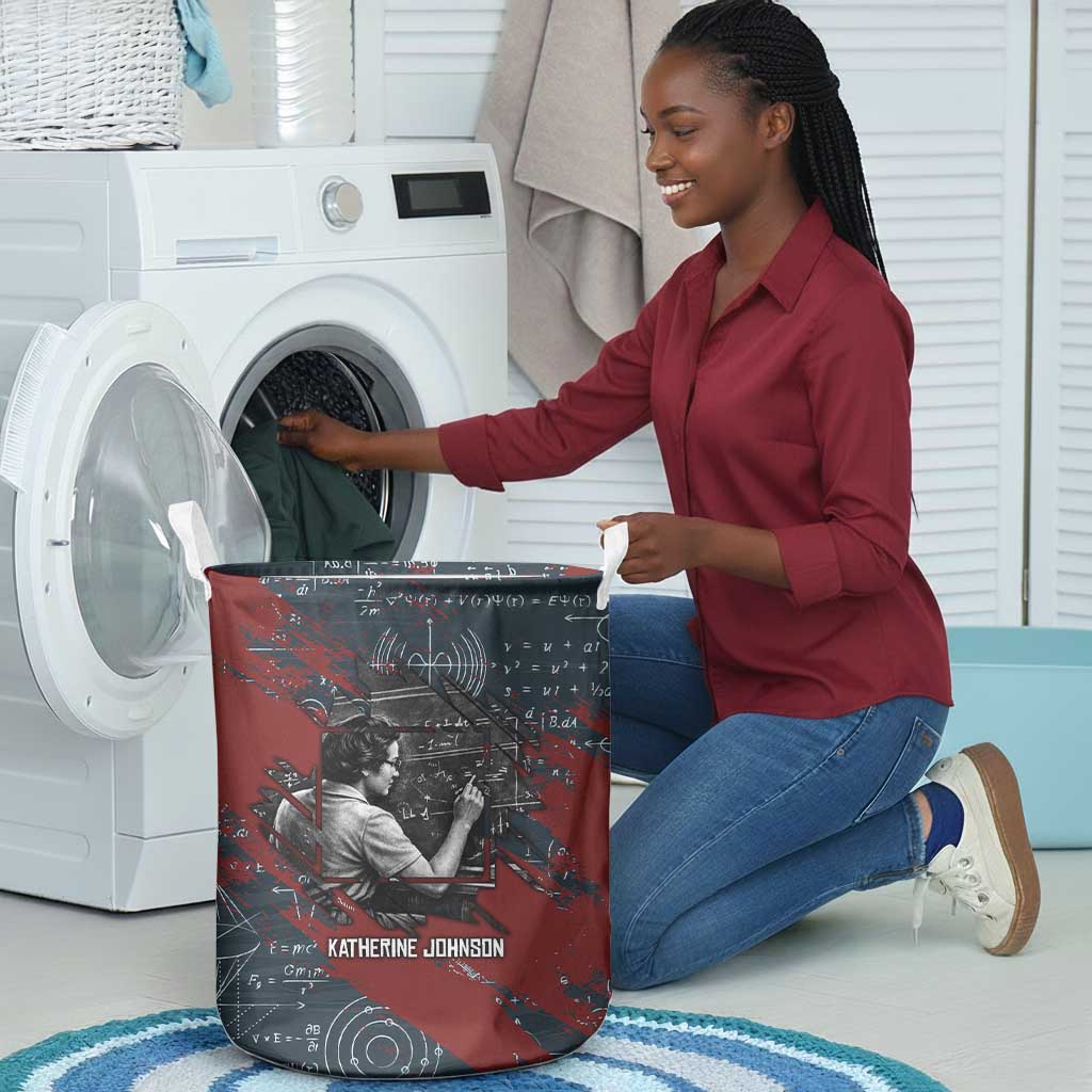 Katherine Johnson Laundry Basket with Chalkboard Math Scene, Verify the Numbers Quote and Space Orbit - African Pride