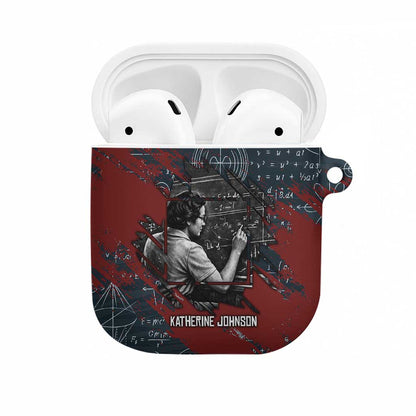 Katherine Johnson AirPods Case with Chalkboard Math Scene, Verify the Numbers Quote and Space Orbit - African Pride