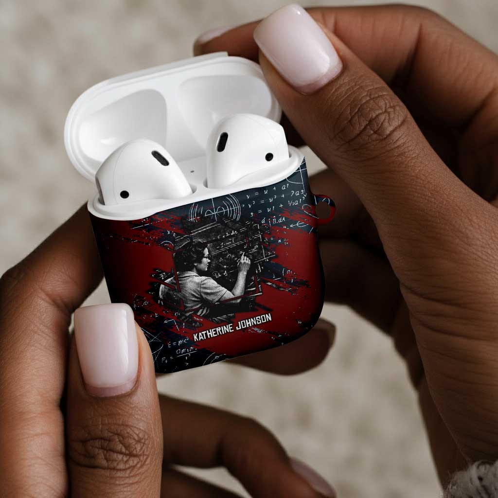 Katherine Johnson AirPods Case with Chalkboard Math Scene, Verify the Numbers Quote and Space Orbit - African Pride