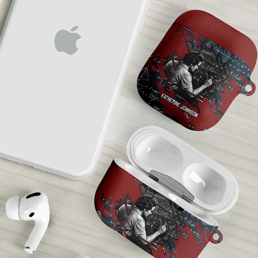Katherine Johnson AirPods Case with Chalkboard Math Scene, Verify the Numbers Quote and Space Orbit - African Pride