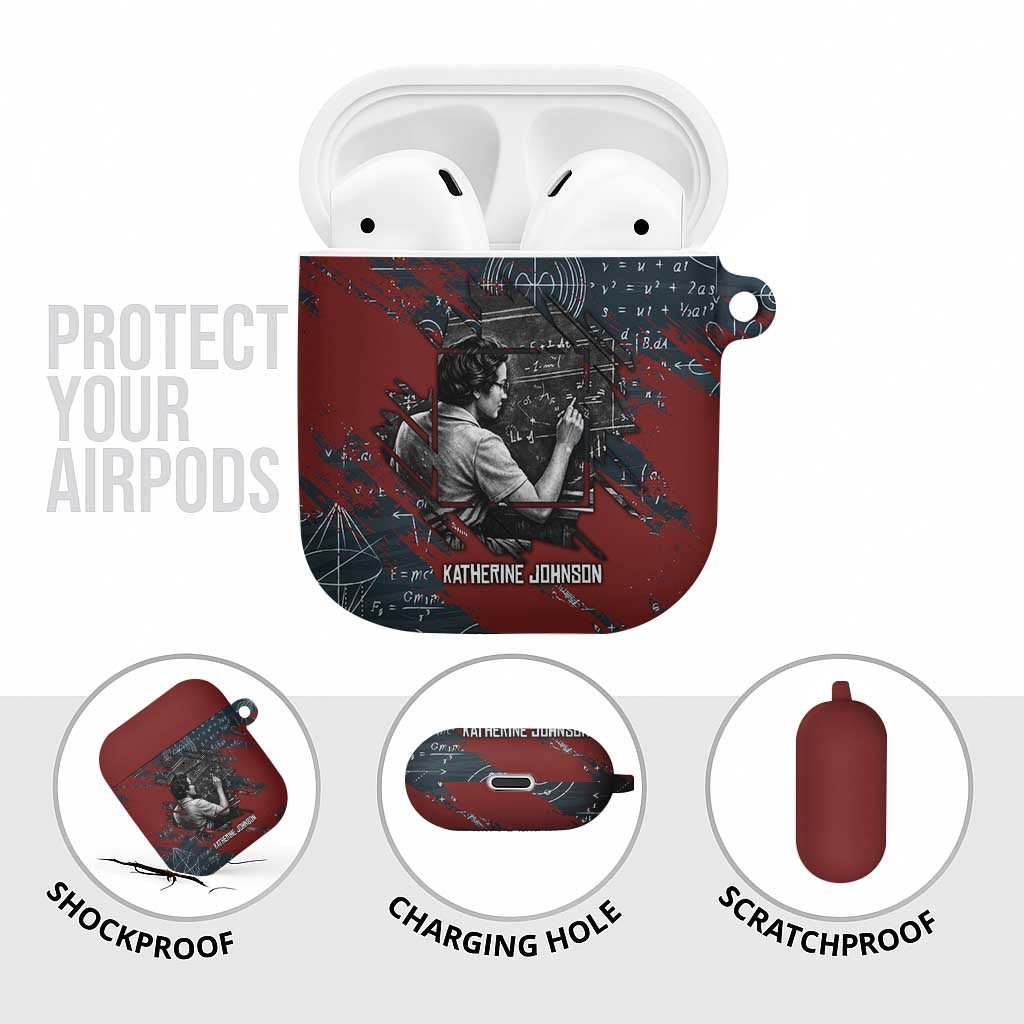 Katherine Johnson AirPods Case with Chalkboard Math Scene, Verify the Numbers Quote and Space Orbit - African Pride