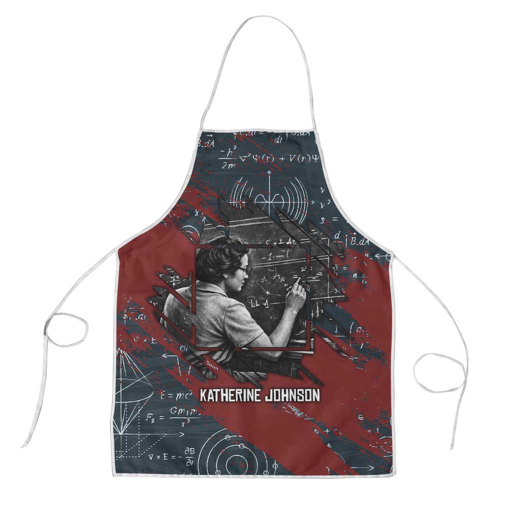 Katherine Johnson Apron with Chalkboard Math Scene, Verify the Numbers Quote and Space Orbit - African Pride