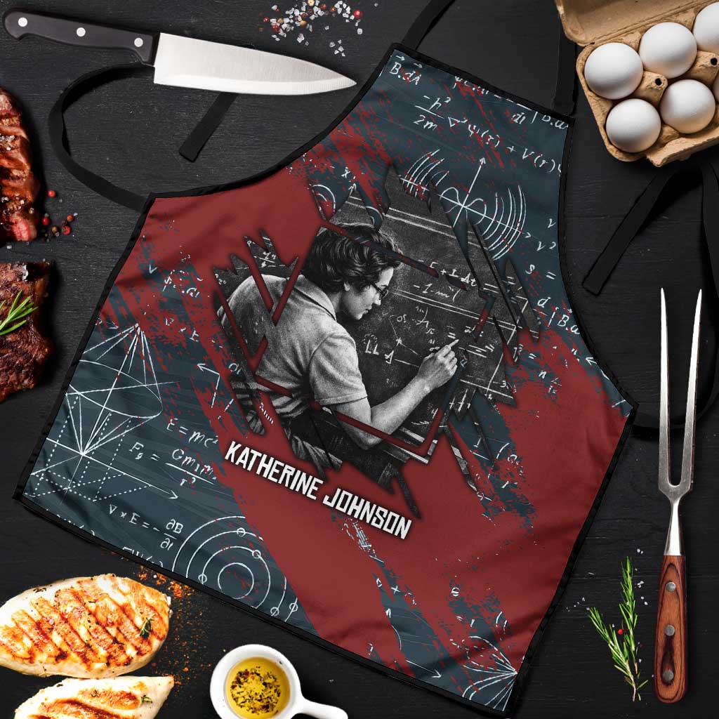 Katherine Johnson Apron with Chalkboard Math Scene, Verify the Numbers Quote and Space Orbit - African Pride