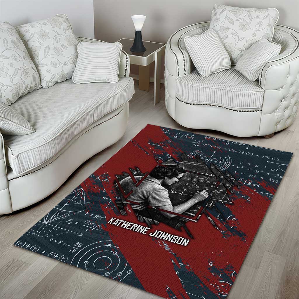Katherine Johnson Area Rug with Chalkboard Math Scene, Verify the Numbers Quote and Space Orbit - African Pride