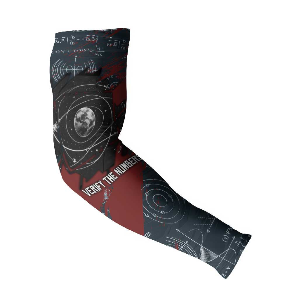 Katherine Johnson Arm Sleeves with Chalkboard Math Scene, Verify the Numbers Quote and Space Orbit - African Pride