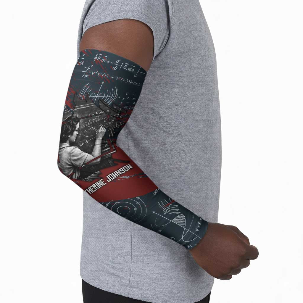 Katherine Johnson Arm Sleeves with Chalkboard Math Scene, Verify the Numbers Quote and Space Orbit - African Pride