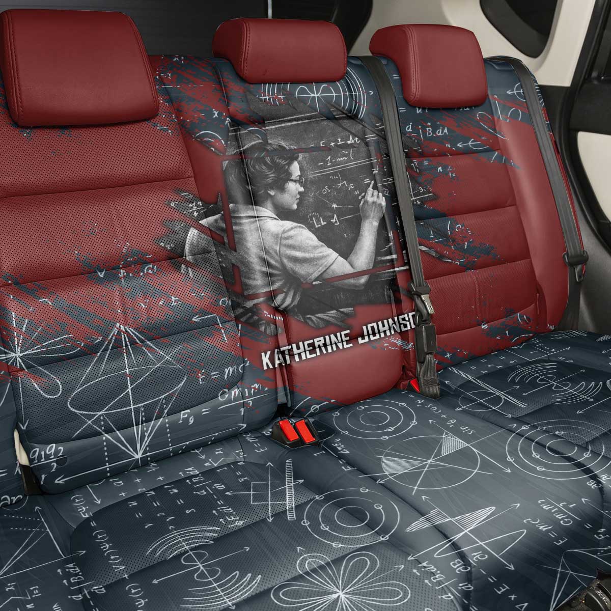 Katherine Johnson Back Car Seat Cover with Chalkboard Math Scene, Verify the Numbers Quote and Space Orbit - African Pride