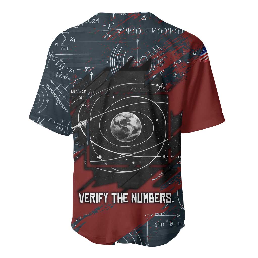 Katherine Johnson Baseball Jersey with Chalkboard Math Scene, Verify the Numbers Quote and Space Orbit - African Pride