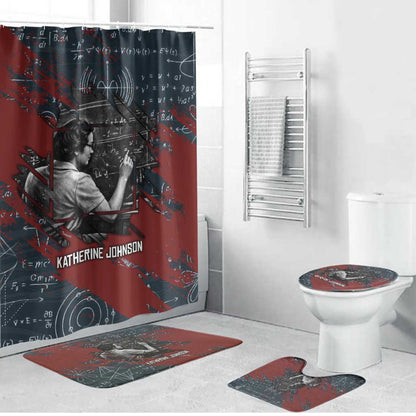 Katherine Johnson Bathroom Set with Chalkboard Math Scene, Verify the Numbers Quote and Space Orbit - African Pride