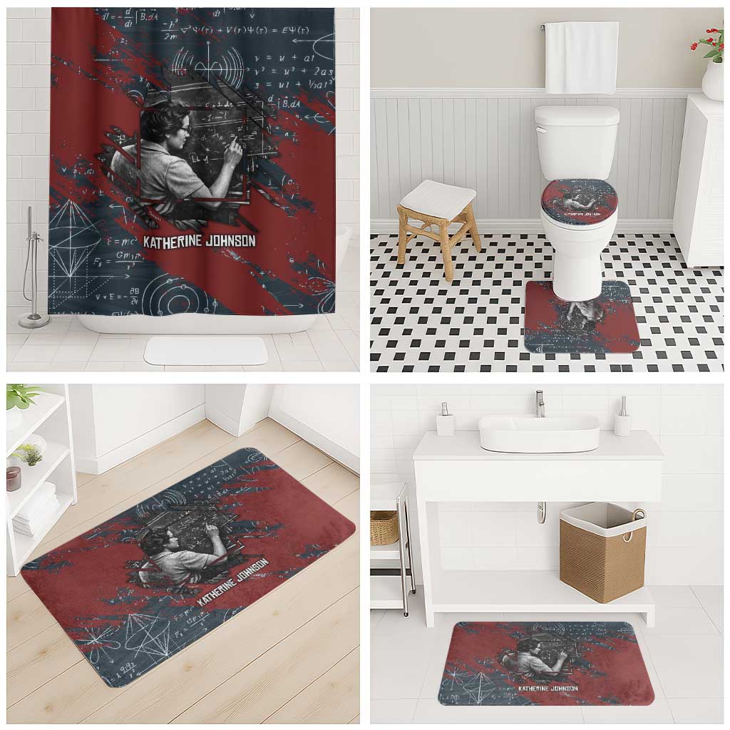 Katherine Johnson Bathroom Set with Chalkboard Math Scene, Verify the Numbers Quote and Space Orbit - African Pride