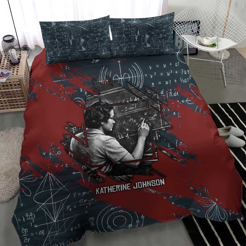 Katherine Johnson Bedding Set with Chalkboard Math Scene, Verify the Numbers Quote and Space Orbit - African Pride