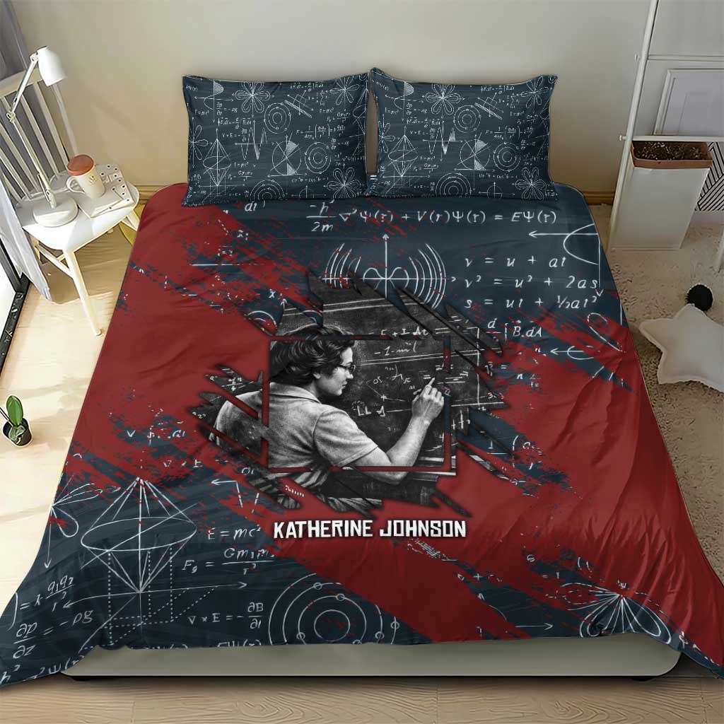 Katherine Johnson Bedding Set with Chalkboard Math Scene, Verify the Numbers Quote and Space Orbit - African Pride