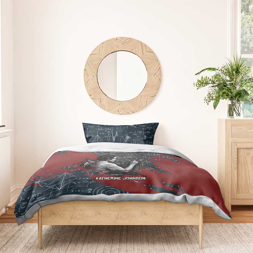 Katherine Johnson Bedding Set with Chalkboard Math Scene, Verify the Numbers Quote and Space Orbit - African Pride