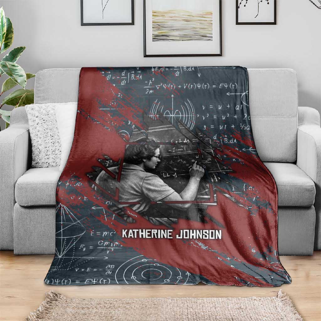Katherine Johnson Blanket with Chalkboard Math Scene, Verify the Numbers Quote and Space Orbit - African Pride
