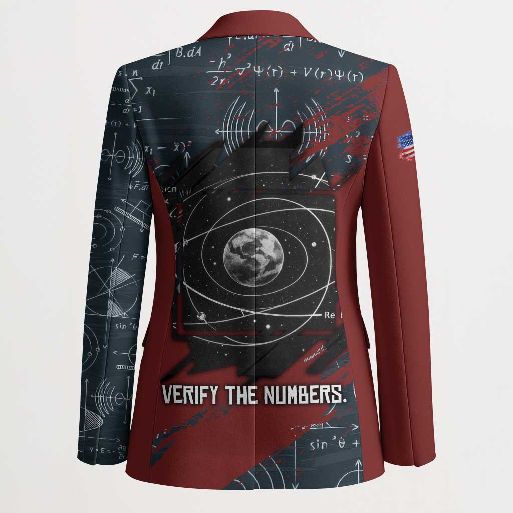 Katherine Johnson Blazer with Chalkboard Math Scene, Verify the Numbers Quote and Space Orbit - African Pride