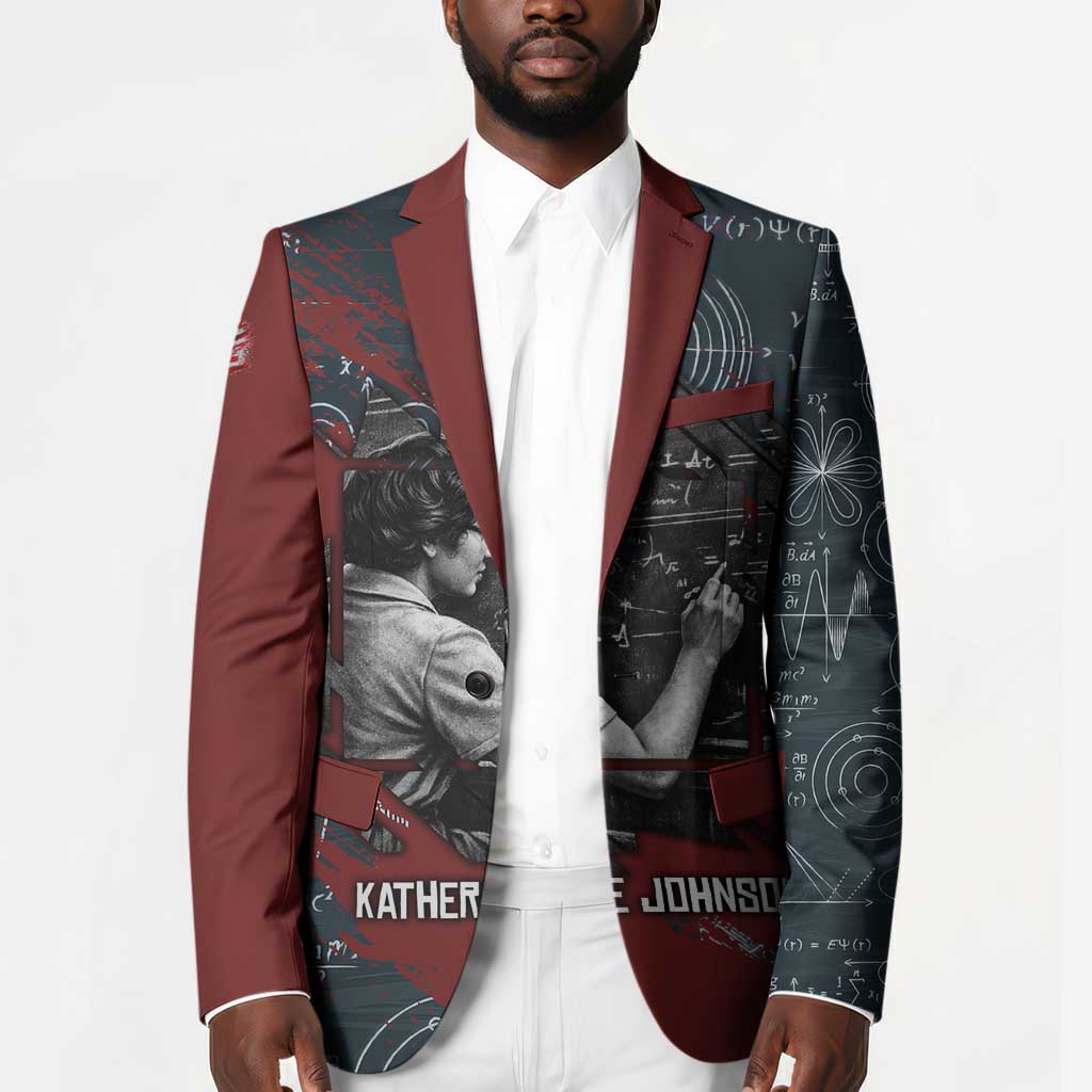 Katherine Johnson Blazer with Chalkboard Math Scene, Verify the Numbers Quote and Space Orbit - African Pride