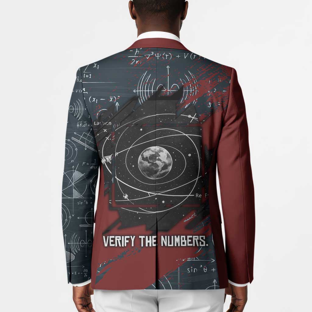 Katherine Johnson Blazer with Chalkboard Math Scene, Verify the Numbers Quote and Space Orbit - African Pride