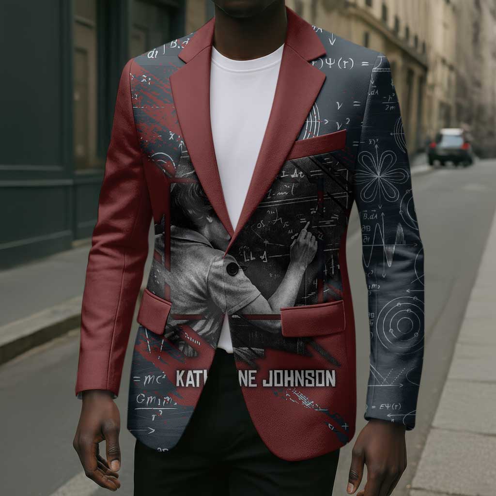 Katherine Johnson Blazer with Chalkboard Math Scene, Verify the Numbers Quote and Space Orbit - African Pride