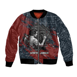 Katherine Johnson Bomber Jacket with Chalkboard Math Scene, Verify the Numbers Quote and Space Orbit - African Pride