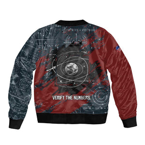 Katherine Johnson Bomber Jacket with Chalkboard Math Scene, Verify the Numbers Quote and Space Orbit - African Pride