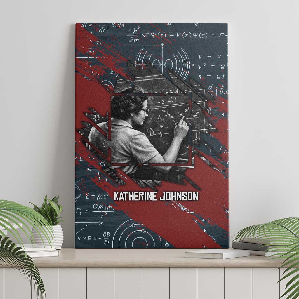 Katherine Johnson Canvas Wall Art with Chalkboard Math Scene, Verify the Numbers Quote and Space Orbit - African Pride