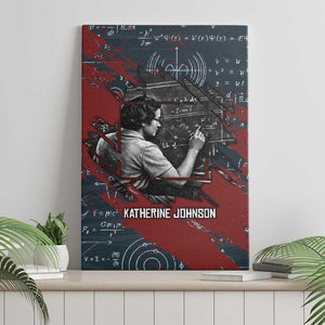 Katherine Johnson Canvas Wall Art with Chalkboard Math Scene, Verify the Numbers Quote and Space Orbit - African Pride