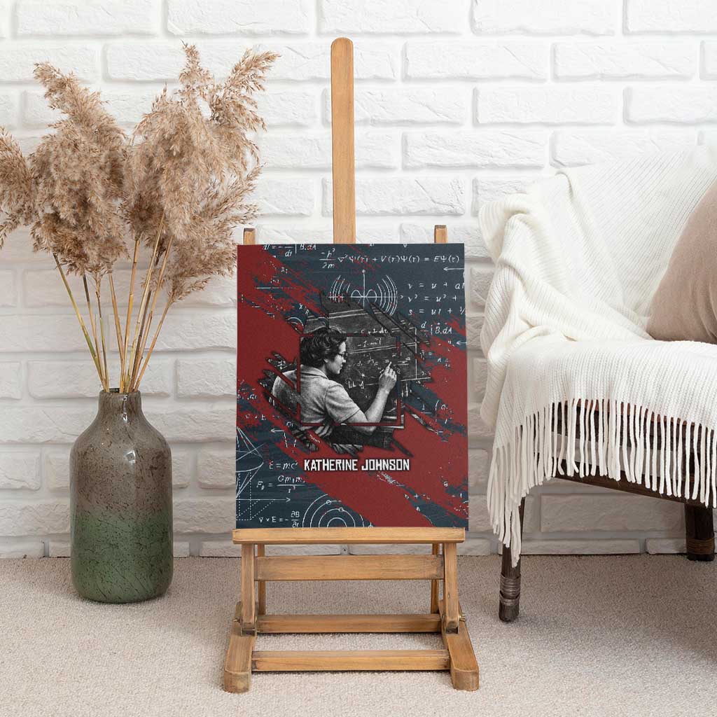 Katherine Johnson Canvas Wall Art with Chalkboard Math Scene, Verify the Numbers Quote and Space Orbit - African Pride