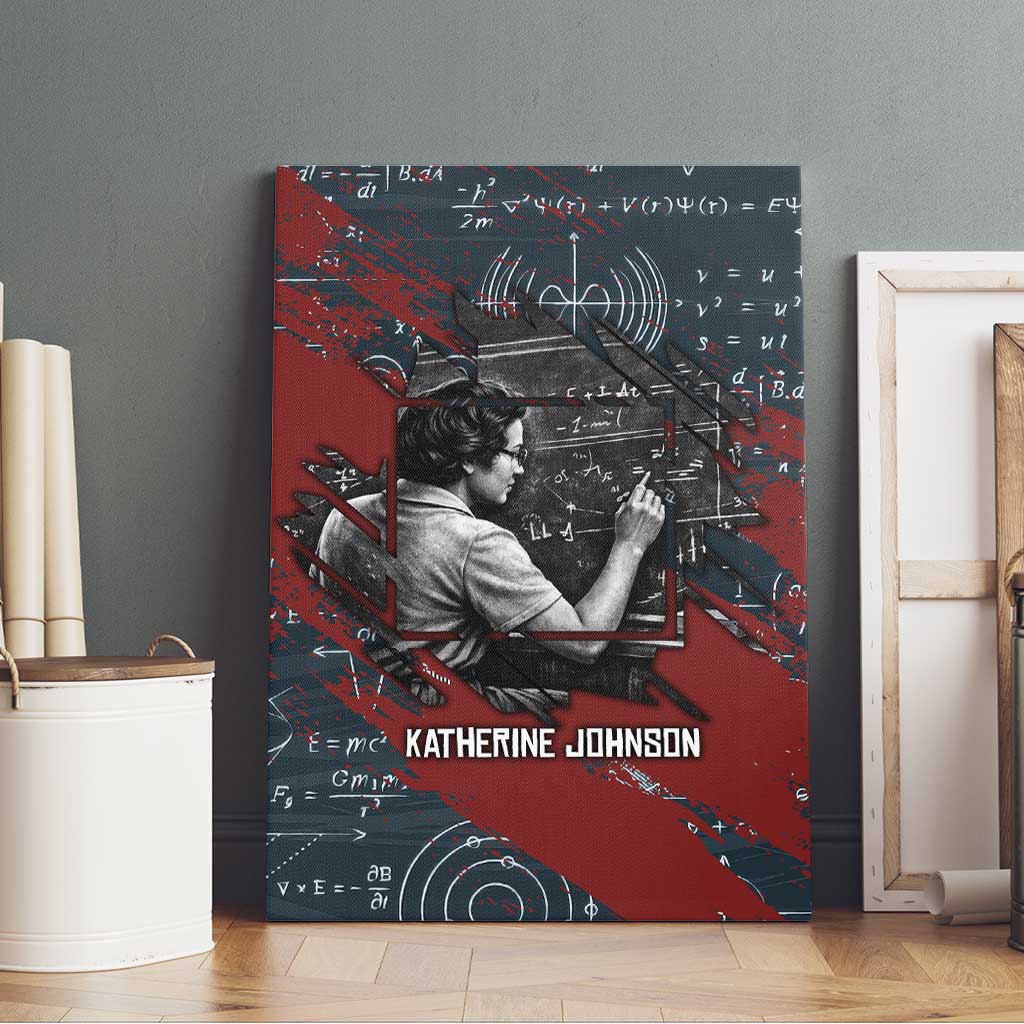 Katherine Johnson Canvas Wall Art with Chalkboard Math Scene, Verify the Numbers Quote and Space Orbit - African Pride