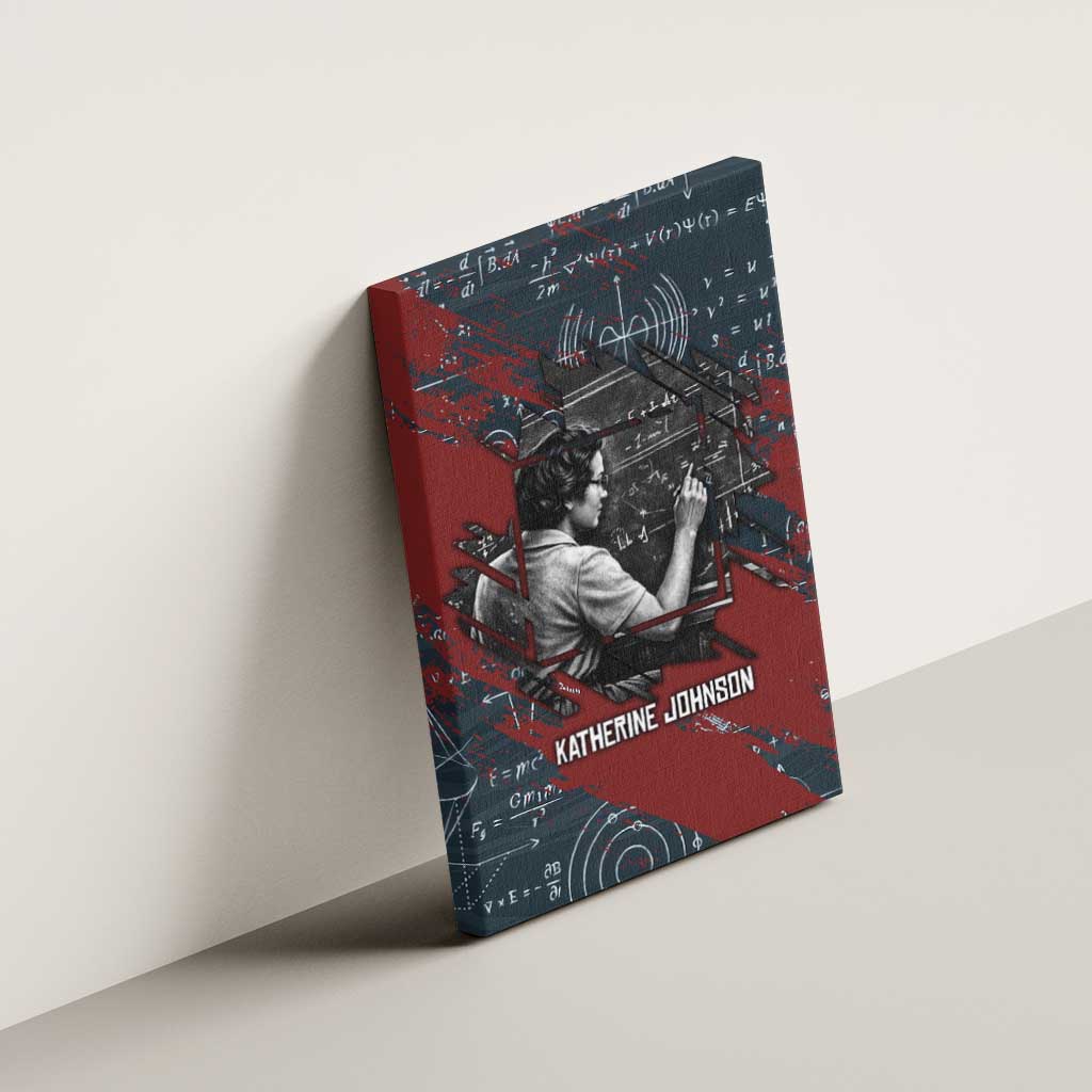 Katherine Johnson Canvas Wall Art with Chalkboard Math Scene, Verify the Numbers Quote and Space Orbit - African Pride
