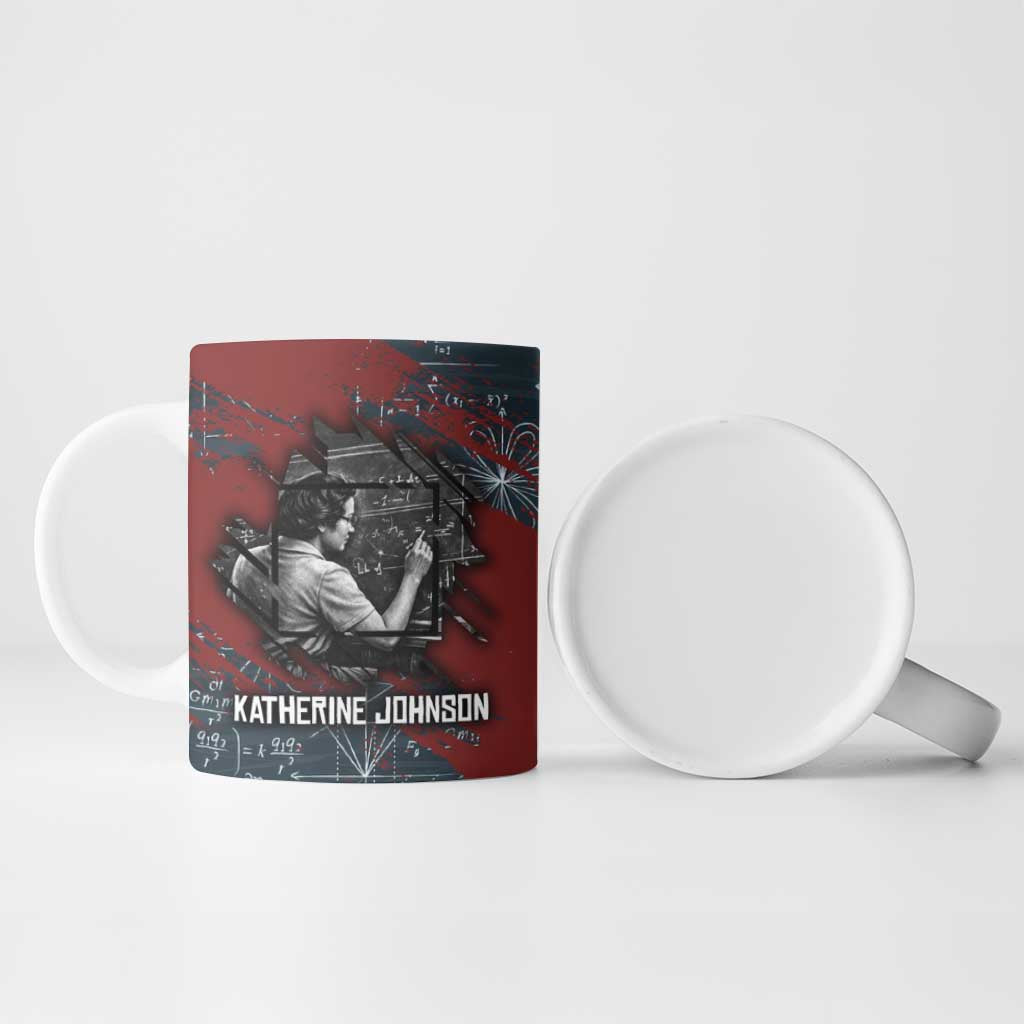 Katherine Johnson Ceramic Mug with Chalkboard Math Scene, Verify the Numbers Quote and Space Orbit - African Pride
