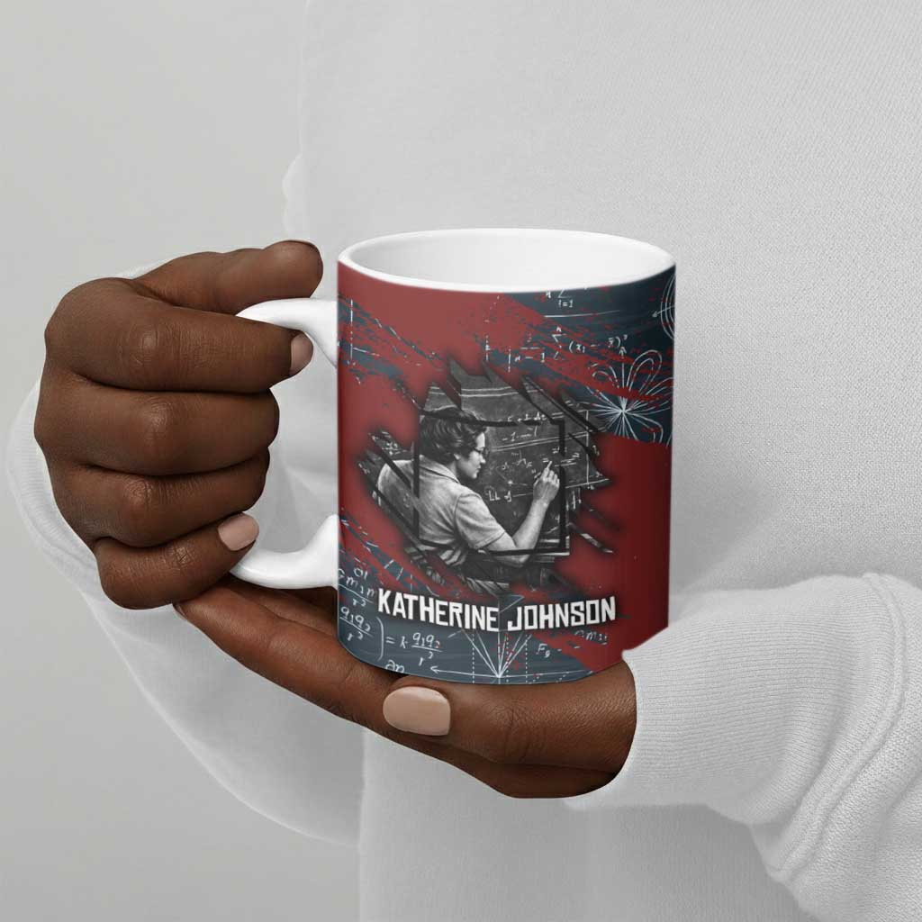 Katherine Johnson Ceramic Mug with Chalkboard Math Scene, Verify the Numbers Quote and Space Orbit - African Pride
