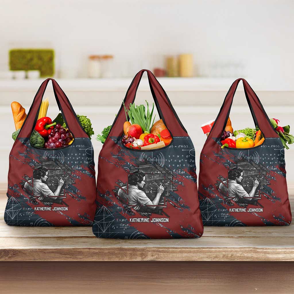 Katherine Johnson Grocery Bag with Chalkboard Math Scene, Verify the Numbers Quote and Space Orbit - African Pride
