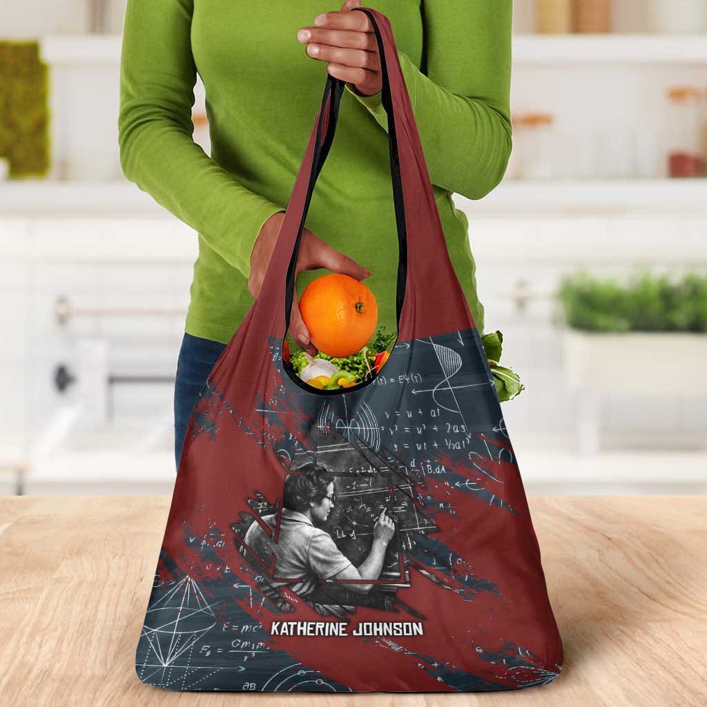 Katherine Johnson Grocery Bag with Chalkboard Math Scene, Verify the Numbers Quote and Space Orbit - African Pride