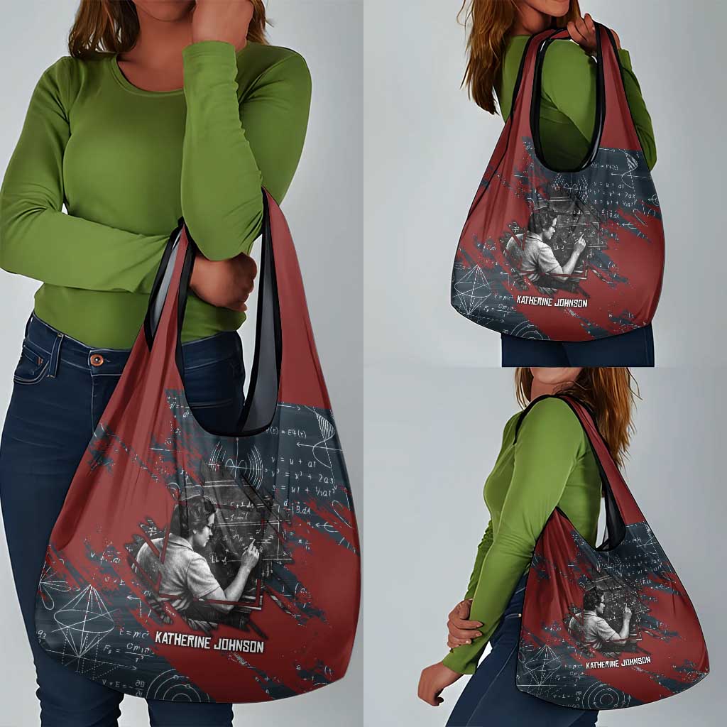 Katherine Johnson Grocery Bag with Chalkboard Math Scene, Verify the Numbers Quote and Space Orbit - African Pride