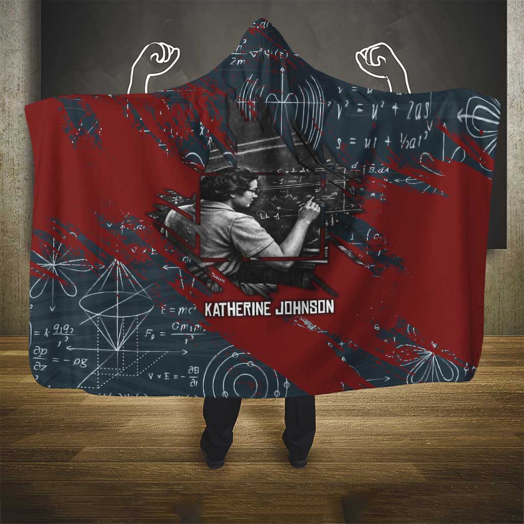 Katherine Johnson Hooded Blanket with Chalkboard Math Scene, Verify the Numbers Quote and Space Orbit - African Pride