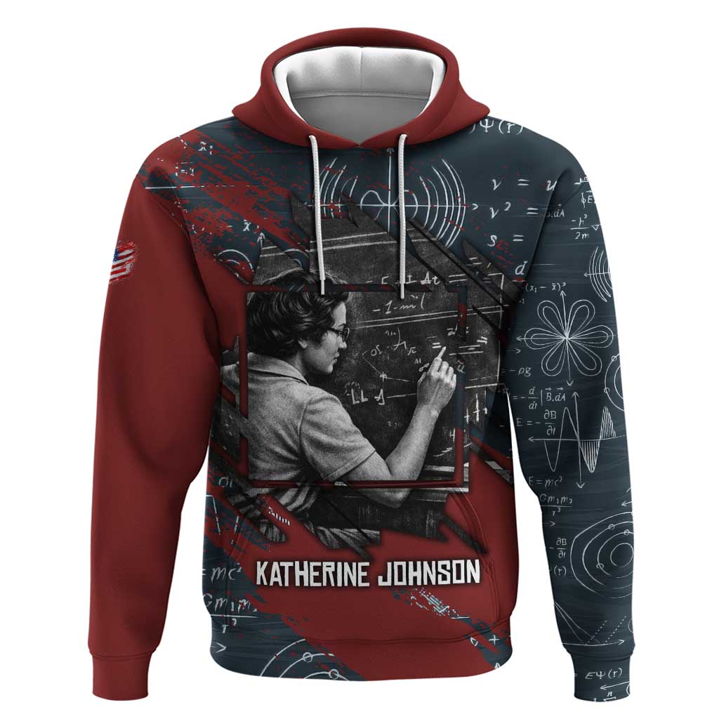 Katherine Johnson Hoodie with Chalkboard Math Scene, Verify the Numbers Quote and Space Orbit - African Pride