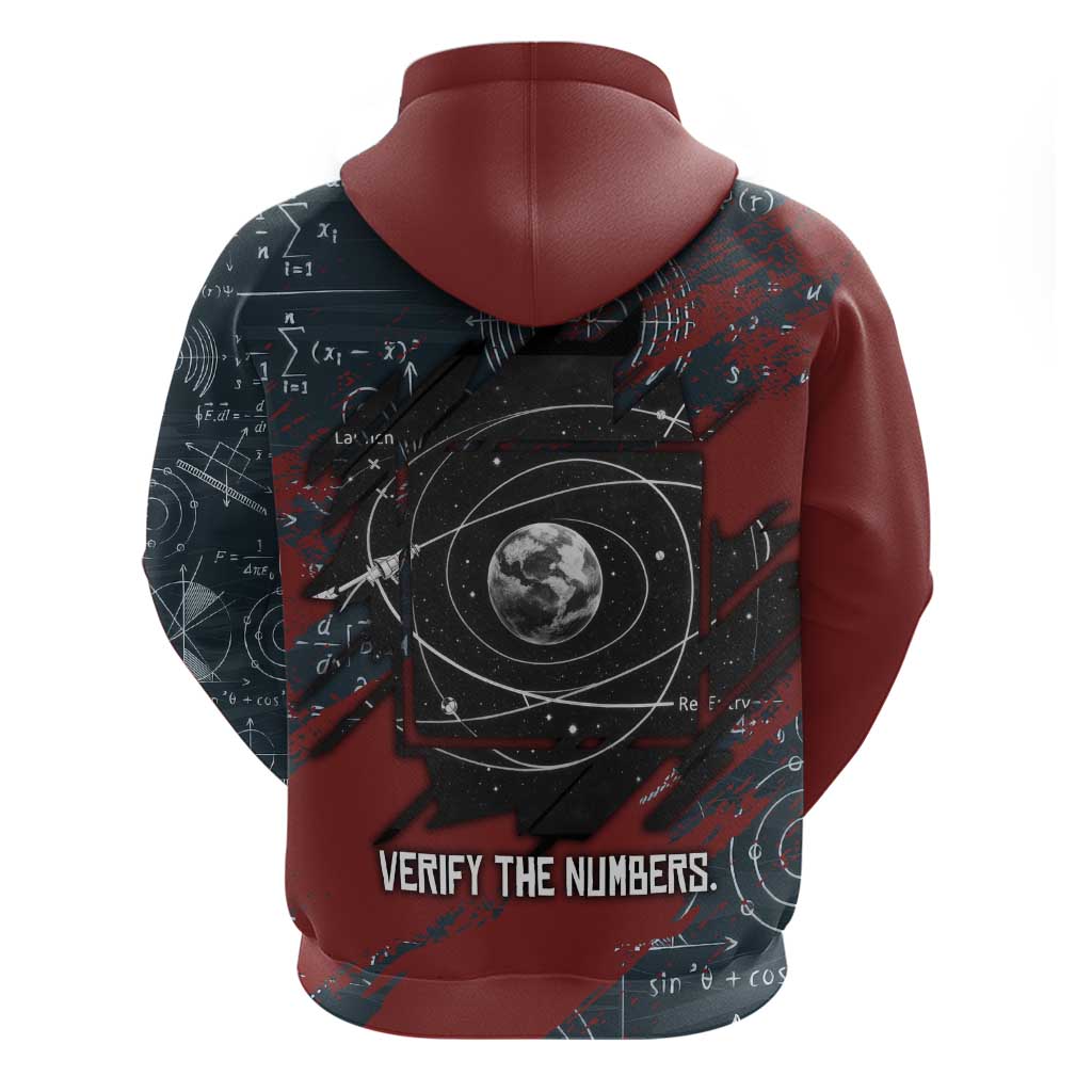 Katherine Johnson Hoodie with Chalkboard Math Scene, Verify the Numbers Quote and Space Orbit - African Pride